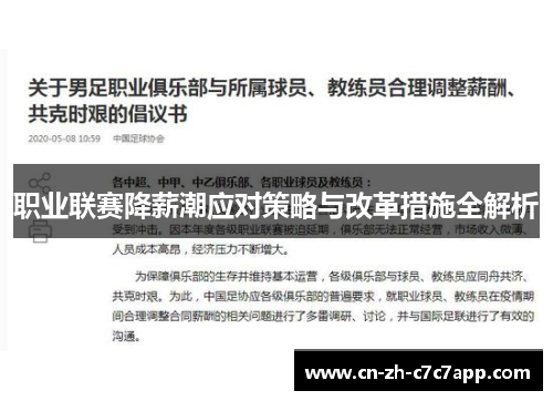 职业联赛降薪潮应对策略与改革措施全解析